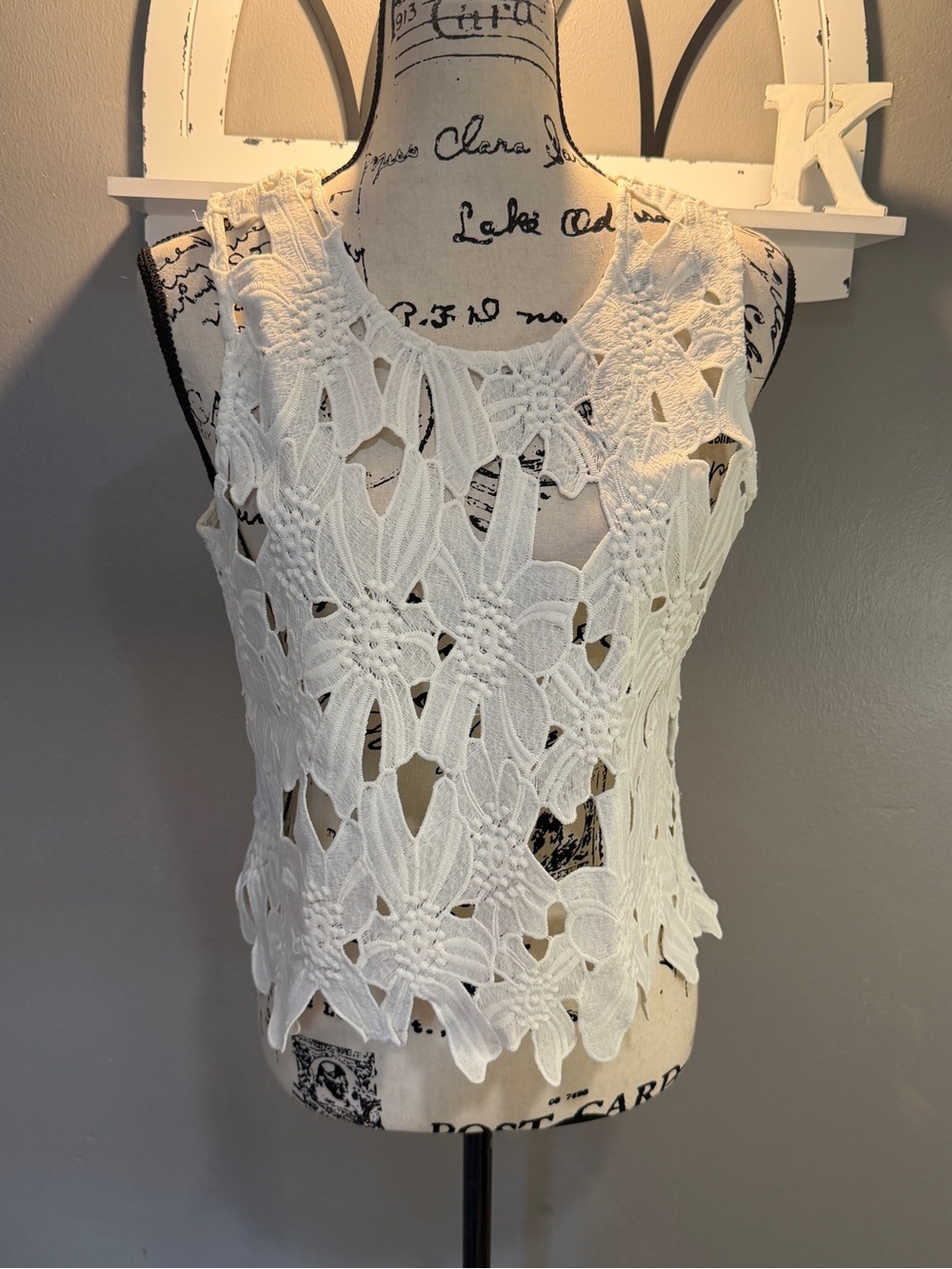 Caution To The Wind White Floral Crochet Camisole